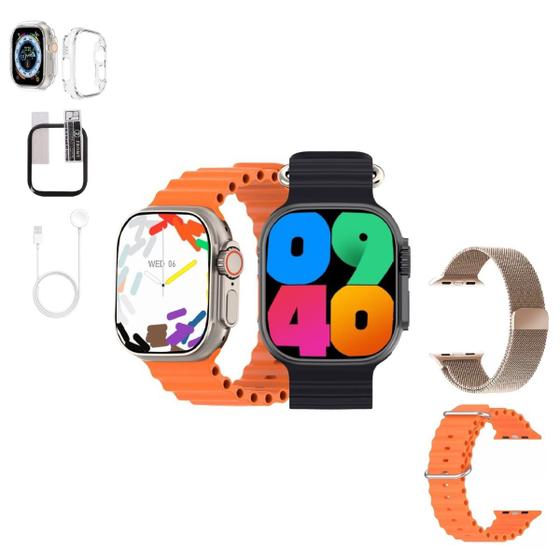 Imagem de Smartwatch W69 Ultra Gps 49mm Tela Amoled Nfc Lançamento C/Pulseira Extra Pelicula Case Protetora