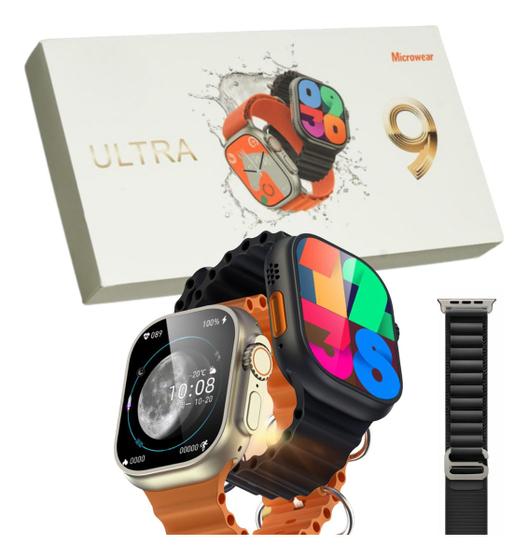 Imagem de Smartwatch W69 Ultra Pro Preto Series 9 Amoled Nfc+pulseira Alpine Controla Música e Passos