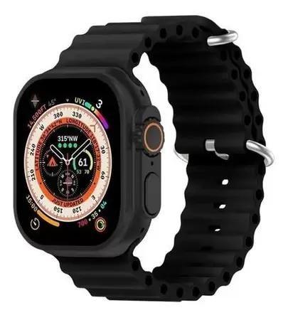 Imagem de Smartwatch W69 Ultra Relógio Series 9 Android Ios Tela Super Amoled Nfc Esportes Músicas Cor Preto e Pulseira Preta