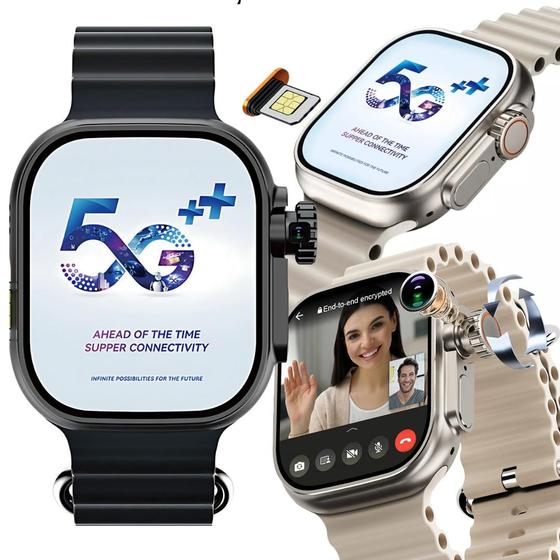 Imagem de Smartwatch WearFit Ultra 16GB com 2 Câmeras, 5G, Android, Wi-Fi, PlayStore e Chip SIM - Relógio de Pulso Completo