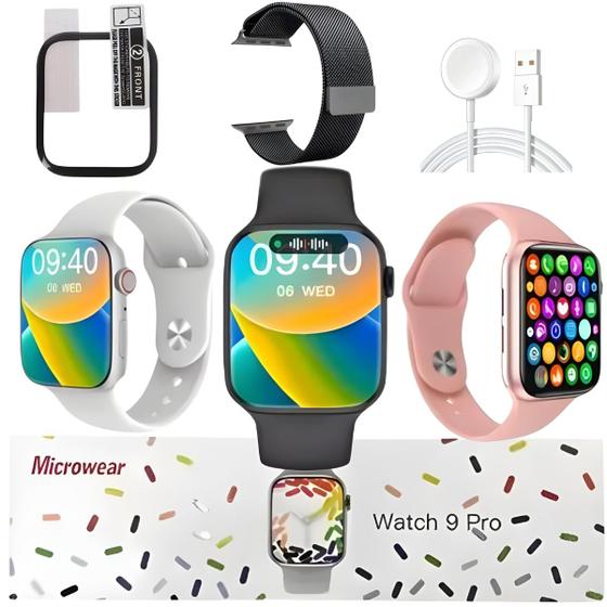 Imagem de Smarwatch W29 Pro Watch 9 Microwear Original Ilha Dinamica Gps Nfc Gps Masculino Feminino Kit