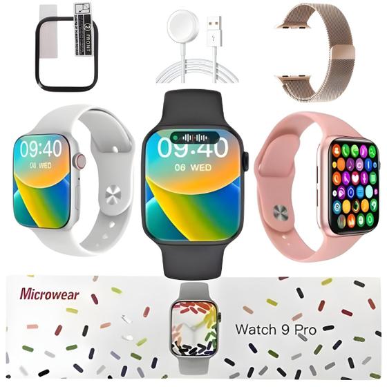 Imagem de Smarwatch W29 Pro Watch 9 Microwear Original Ilha Dinamica Gps Nfc Gps Masculino Feminino Kit