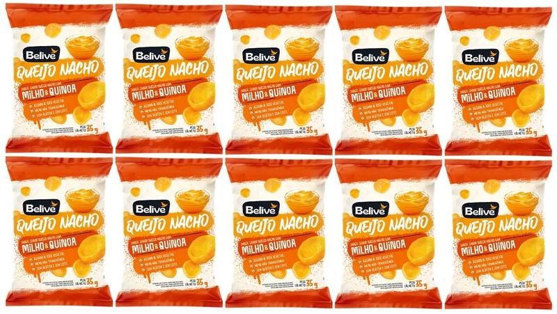 Imagem de Snack De Milho Sem Gluten Queijo Nacho Belive 35g KIT 10 UN