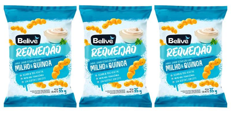 Imagem de Snack De Milho Sem Gluten Sabor Requeijão Belive 35g KIT C/3