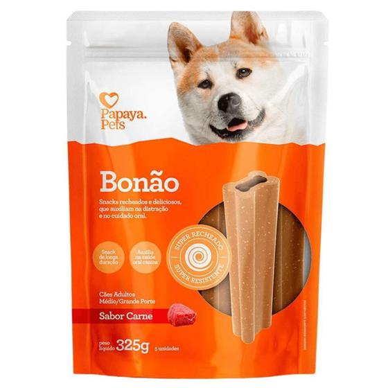 Imagem de Snack Papaya Pets Bonão Sabor Carne para Cães Adultos de Porte Médio e Grande 325gr - CHALESCO