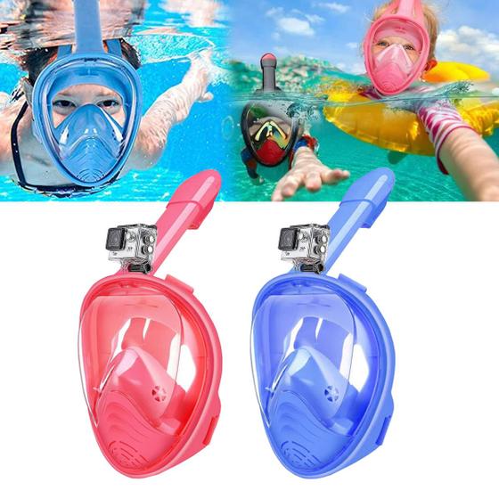 Imagem de Snorkel Infantil Máscara de Mergulho Natação Praia Mar Piscina Antiembaçante Suporte Câmera Acessórios