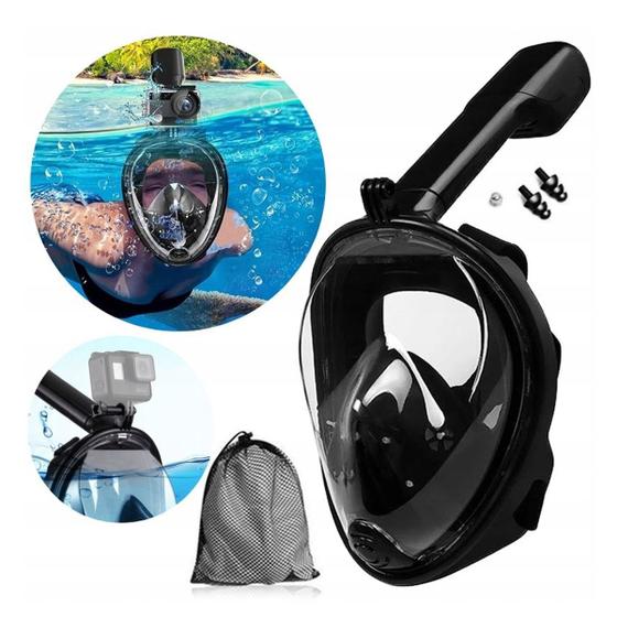 Imagem de Snorkel Máscara de Mergulho Full Face Antiembaçante Segunda Geração Acessórios Suporte GoPro Subaquática