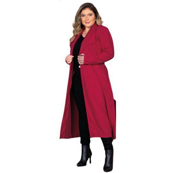 Sobretudo Feminino Plus Size Longo Tamanhos Grandes - Quintess ...