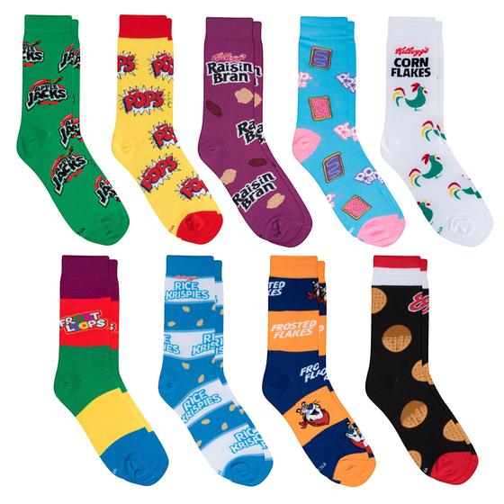 Imagem de Socks Odd Sox Crazy, pacote com 9 unidades, tema de comida para café da manhã