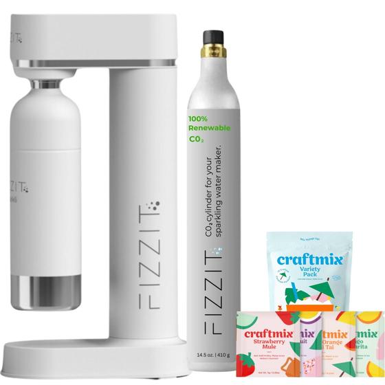 Imagem de Soda Maker FIZZIT Fizz & Flavor Spark com pacote de mistura de 12 sabores