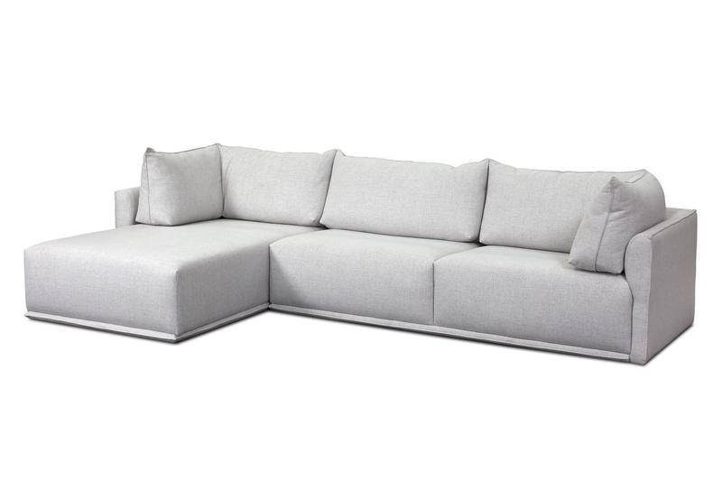 Imagem de Sofa 03 lugares 3,14mt Com Chaise Long Estofado Tecido Cinza Loah