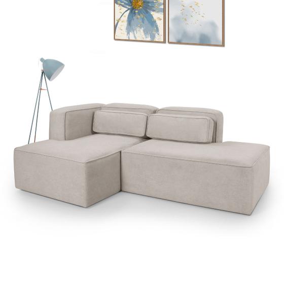 Imagem de Sofá 03 Lugares Com Molas Ensacadas Versatile Tecido Bouclé Bege 2,10M
