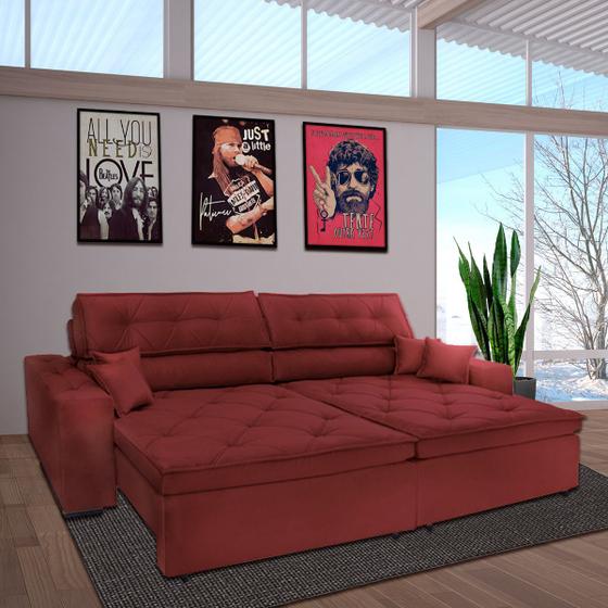 Sofá 1,60m Áustria Retrátil Reclinável Vinho D'CASA ESTOFADOS Sofás