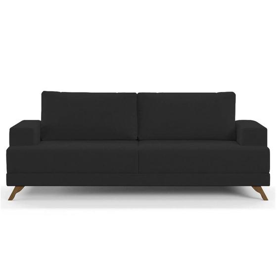 Imagem de Sofá 180cm 3 Lugares Pés Curvos Santi Suede D05 Preto - Mpozenato