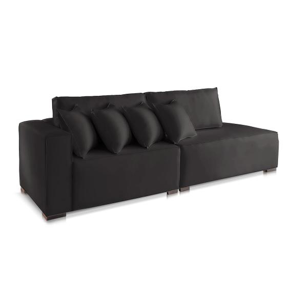 Imagem de Sofá 2 3 4 Lugares Modulado Almofada Solta Molas Istambul BD Suede Preto 1,9m