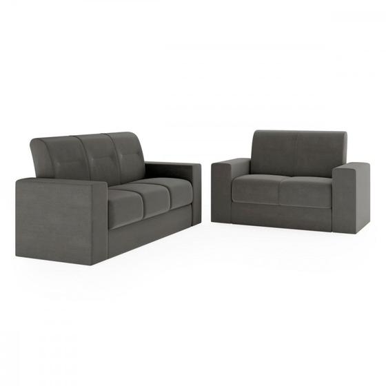 Sofá 2 e 3 Lugares 1050 Recife Veludo CInza Mamflex Sofás Magazine Luiza