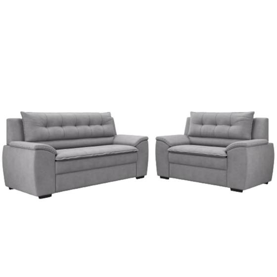 Imagem de Sofá 2 e 3 Lugares em Suede com Almofadas Fixas e Fibra Siliconada Flexforma Dommus