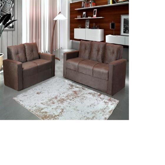 Sofá 2 E 3 Lugares Maceió Veludo Marrom Mamflex Sofás Magazine Luiza