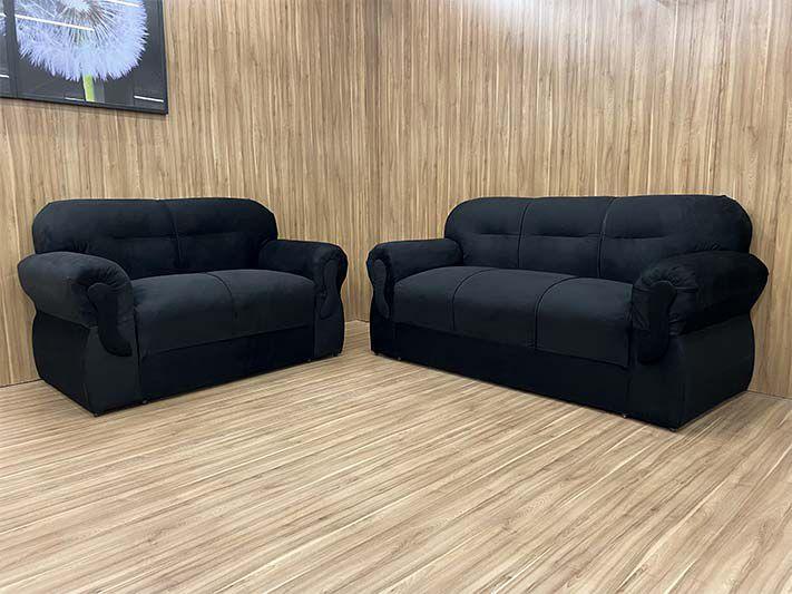 Sofá 2 e 3 Lugares Preto 601 Viena Menor preço em Sofá 2 e 3 Lugares Preto 601 Viena