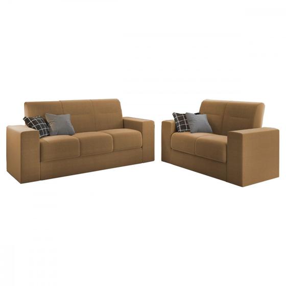 Sofá 2 e 3 Lugares Recife Suede Caramelo Mamflex Sofás Magazine Luiza