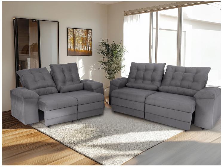 Sofá 2 e 3 Lugares Retrátil Reclinável Suede Phormatta Colômbia SMP ...