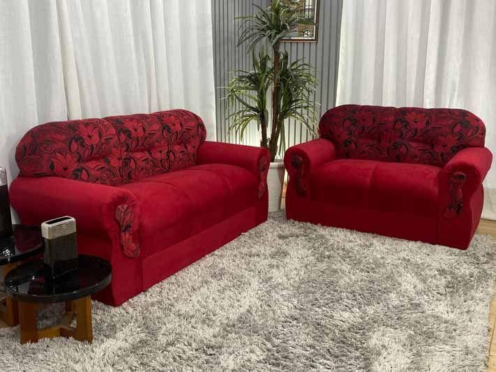 Imagem de Sofá 2 e 3 Lugares Vermelho com Floral 608/16 Viena