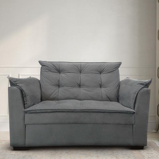 Sofá 2 Lugares Decorativo Sala de Estar Daiane Suede Cinza Menor preço em Sofá 2 Lugares Decorativo Sala de Estar Daiane Suede Cinza