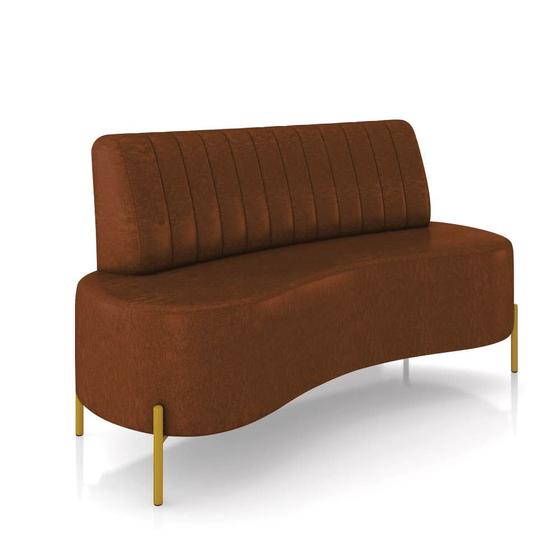 Imagem de Sofá 2 Lugares Living 160cm Pé Ferro Dourado Maraú Sint PU K01 - D'Rossi