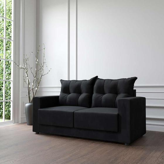 Sofá 2 Lugares Lubeck Suede Preto 140 cm Menor preço em Sofá 2 Lugares Lubeck Suede Preto 140 cm