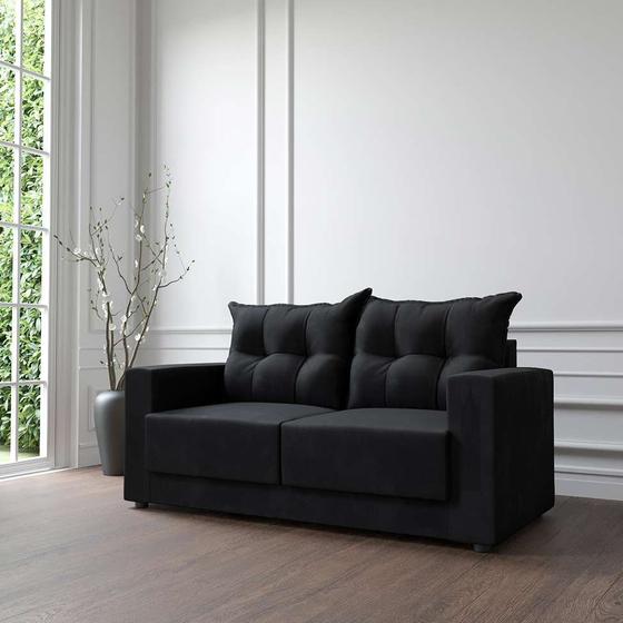 Imagem de Sofá 2 Lugares Lubeck Suede Preto 140 cm