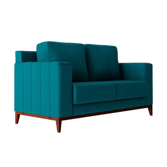 Sofá 2 Lugares Marjorie Suede Azul Petróleo 140 cm Mundo Futon