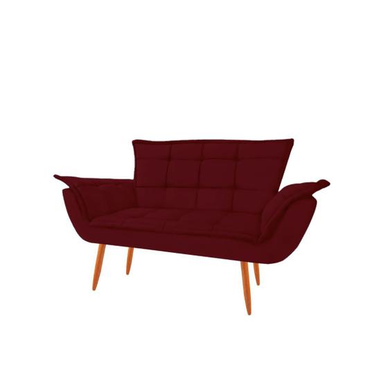 Imagem de Sofá 2 Lugares Namoradeira Decorativo Opala Pés Retro Madeira Suede Diversas Cores