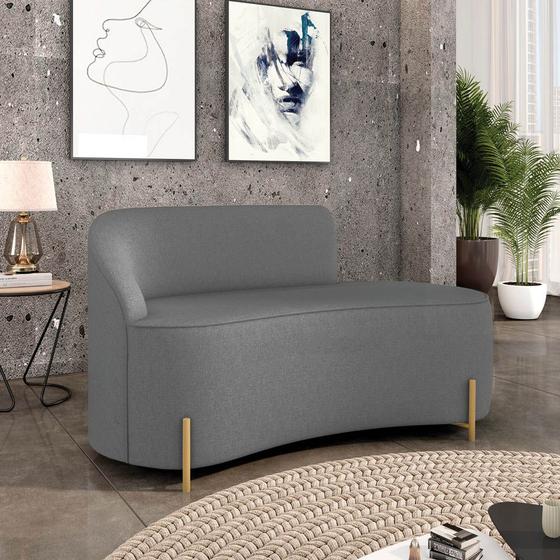 Imagem de Sofá 2 Lugares Orgânico 140cm Pé Dourado Morgan Linho Grafite D03 - D'Rossi