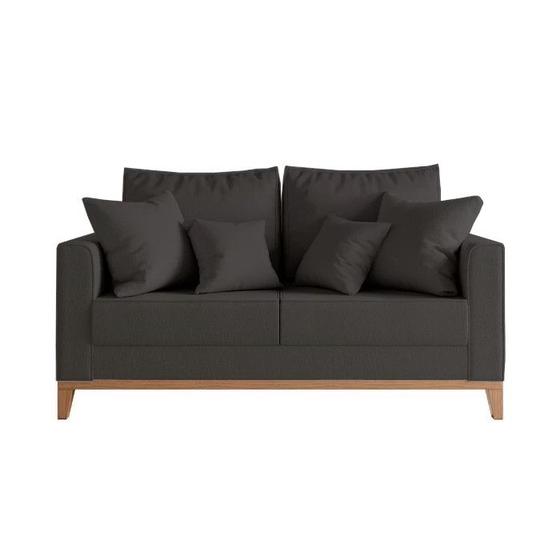 Sofa 2 Lugares Pes e Base em Madeira Beny Suede Preto Menor preço em Sofa 2 Lugares Pes e Base em Madeira Beny Suede Preto