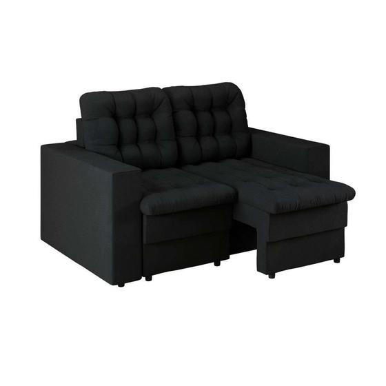 Imagem de Sofá 2 Lugares Retrátil Lubeck Plush Suede Preto 140 cm