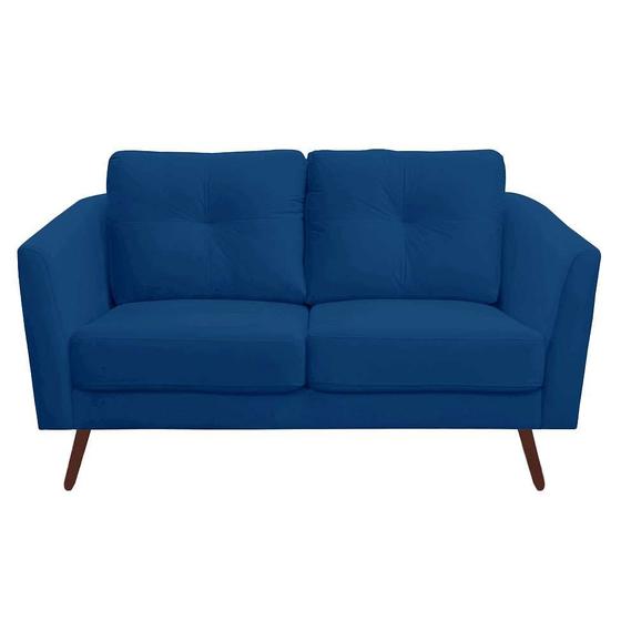 Sofá 2 Lugares Village Veludo Joly Azul Gralha Azul Estofados Sofás