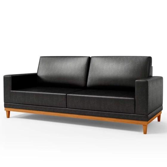 Imagem de Sofá 200cm 3 Lugares Kayrós D05 material sintético Preto