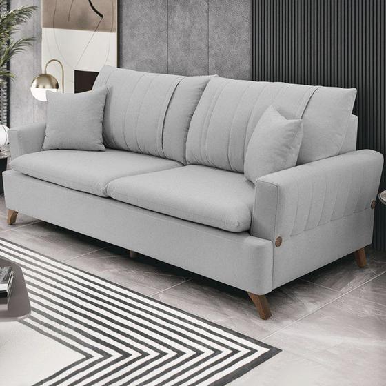 Imagem de Sofa 3 Lugares 180 cm Eron Linho Cinza Vazzano