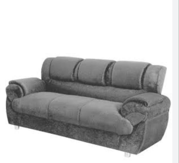 Sofá 3 lugares 7025 tecido suede aveludado cinzabonequinha móveis