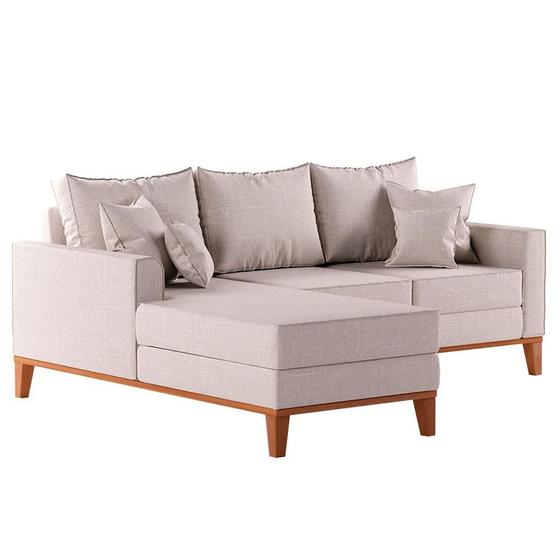 Imagem de Sofá 3 Lugares Beny Com Chaise Esquerdo Linho Cru