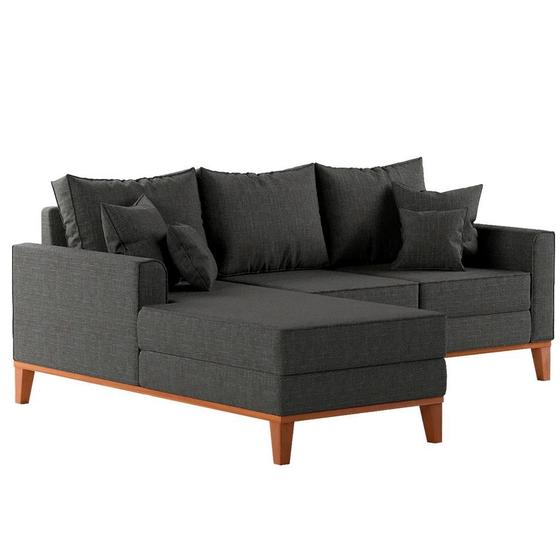 Imagem de Sofá 3 Lugares Beny Com Chaise Esquerdo Linho Grafite