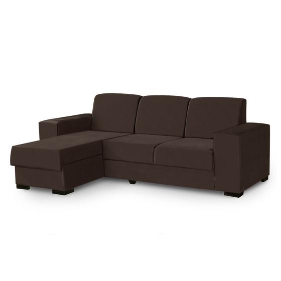 Imagem de Sofá 3 Lugares com Chaise Astro Suede Marrom