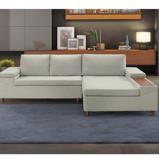 Imagem de Sofá 3 Lugares com Chaise e Entrada USB Clássico