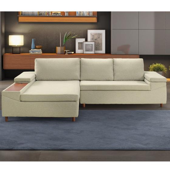 Imagem de Sofá 3 Lugares com Chaise e Entrada USB Clássico Invertido