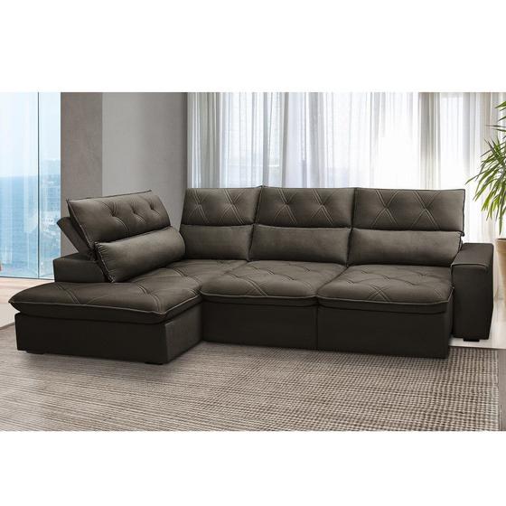 SofÃ 3 Lugares com Chaise Esquerdo Veludo Noruega Ferguile Sofás