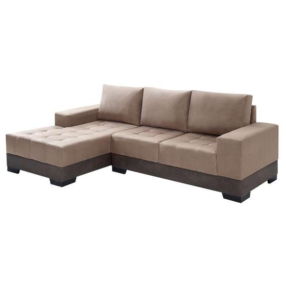 Imagem de Sofá 3 Lugares Com Chaise Patrícia Suede Chocolate