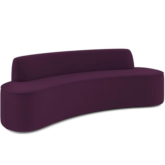 Imagem de Sofá 3 Lugares Curvo Sala de Estar Living Cancún D02 Veludo Roxo 210 cm C-292 - Lyam Decor