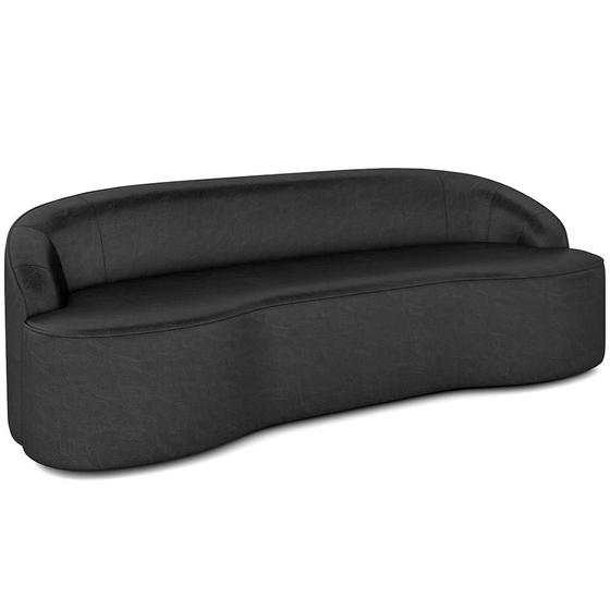 Imagem de Sofá 3 Lugares Curvo Sala de Estar Living Lótus D02 material sintético Preto 180 cm B-159 - Lyam Decor