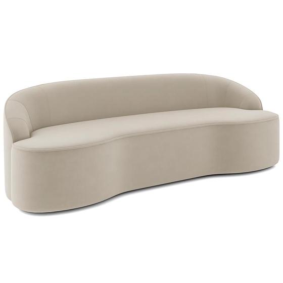 Imagem de Sofá 3 Lugares Curvo Sala de Estar Living Lótus D02 Veludo Bege 210 cm C-309 - Lyam Decor