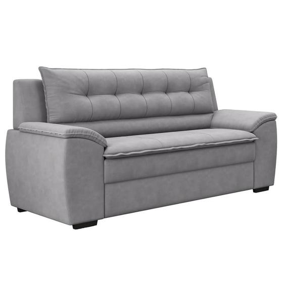 Imagem de Sofa 3 Lugares em Suede 2,10m Dommus com Almofada Fixa de Fibra de Silicone Flexforma Estofados